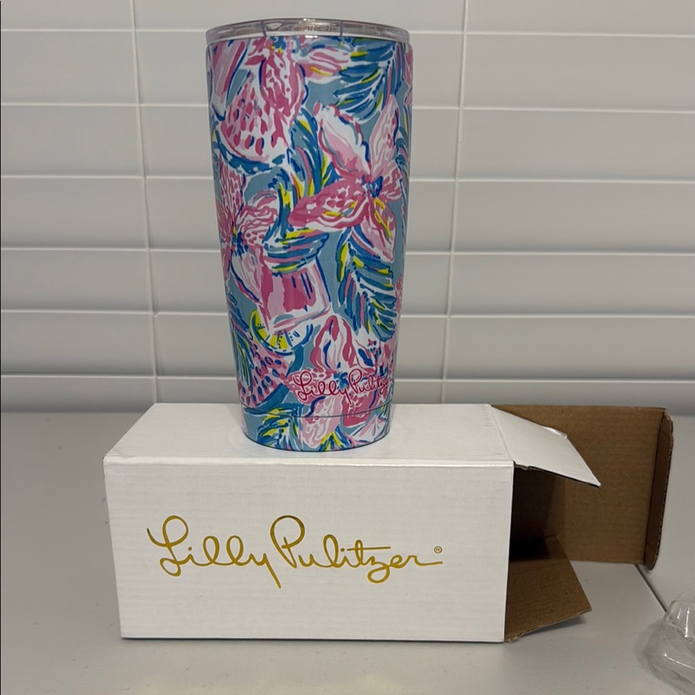 Lilly Pulitzer Pink and Blue Floral Tumbler